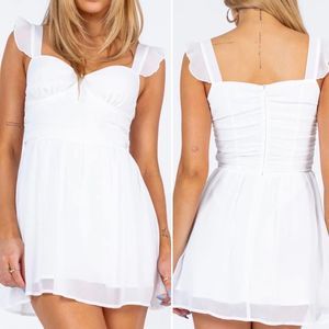Princess Polly So Sweet White Chiffon Mini Dress Sz 12 NWOT